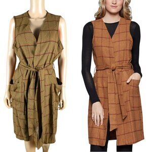 BCBGENERATION Plaid Longline Windowpane Vest NWT LARGE